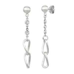 0.25 Carat Natural Diamond Chain Style Earrings G SI 14K White Gold