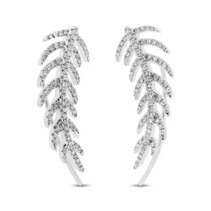 0.30CT DIAMOND FEATHER EAR CRAWLER EARRING