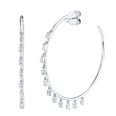0.47ctw Diamond Baguette Shaker Hoop Earring