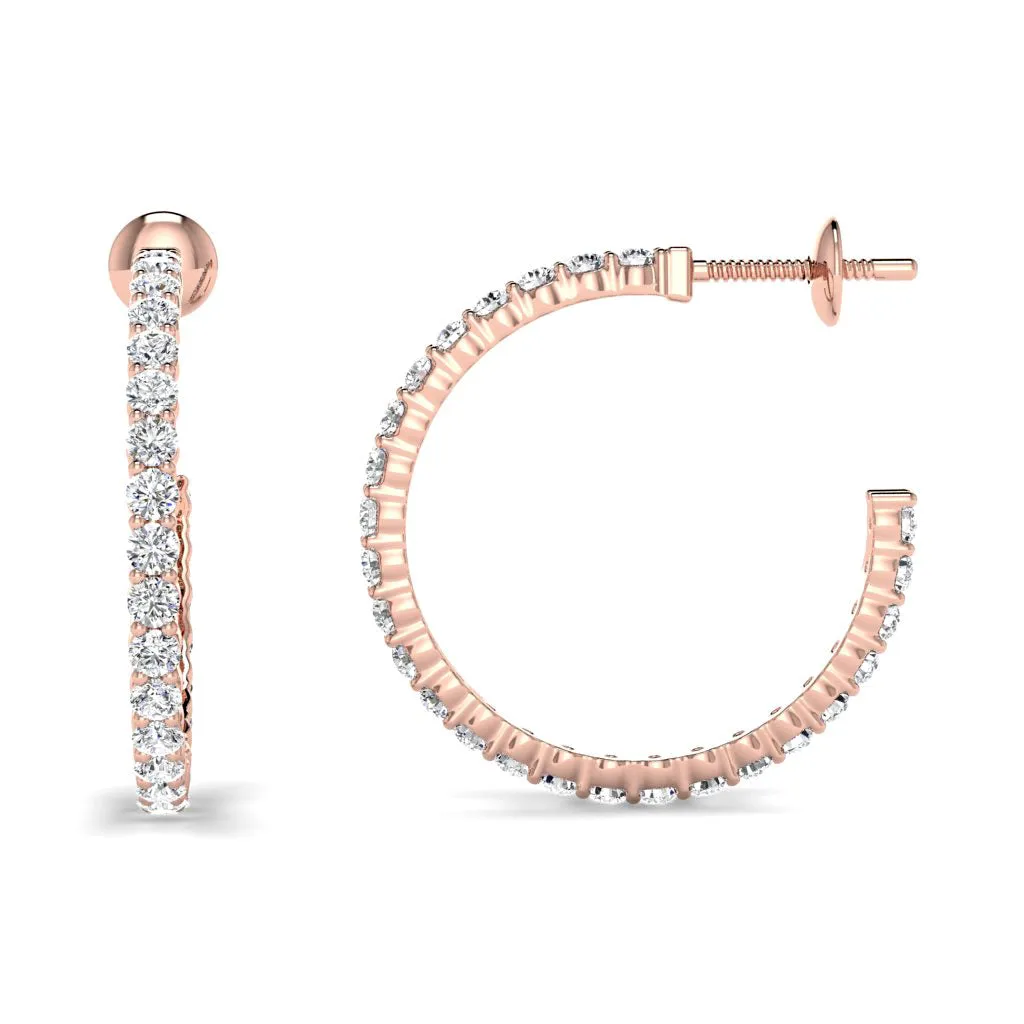 0.75-1.50 CT Round Cut Lab Grown Diamonds - Hoop and Drop Earrings