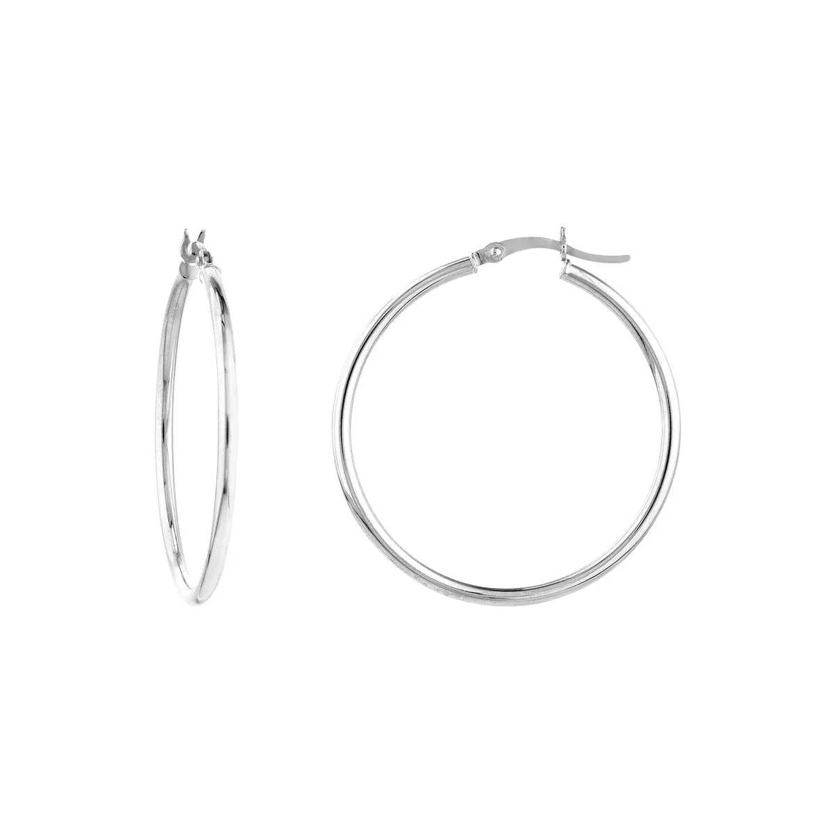 10k Gold 2x35mm Round Tube Polished Hoops