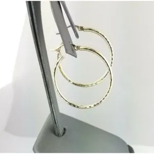 10k yellow gold diamond cut hoop earrings