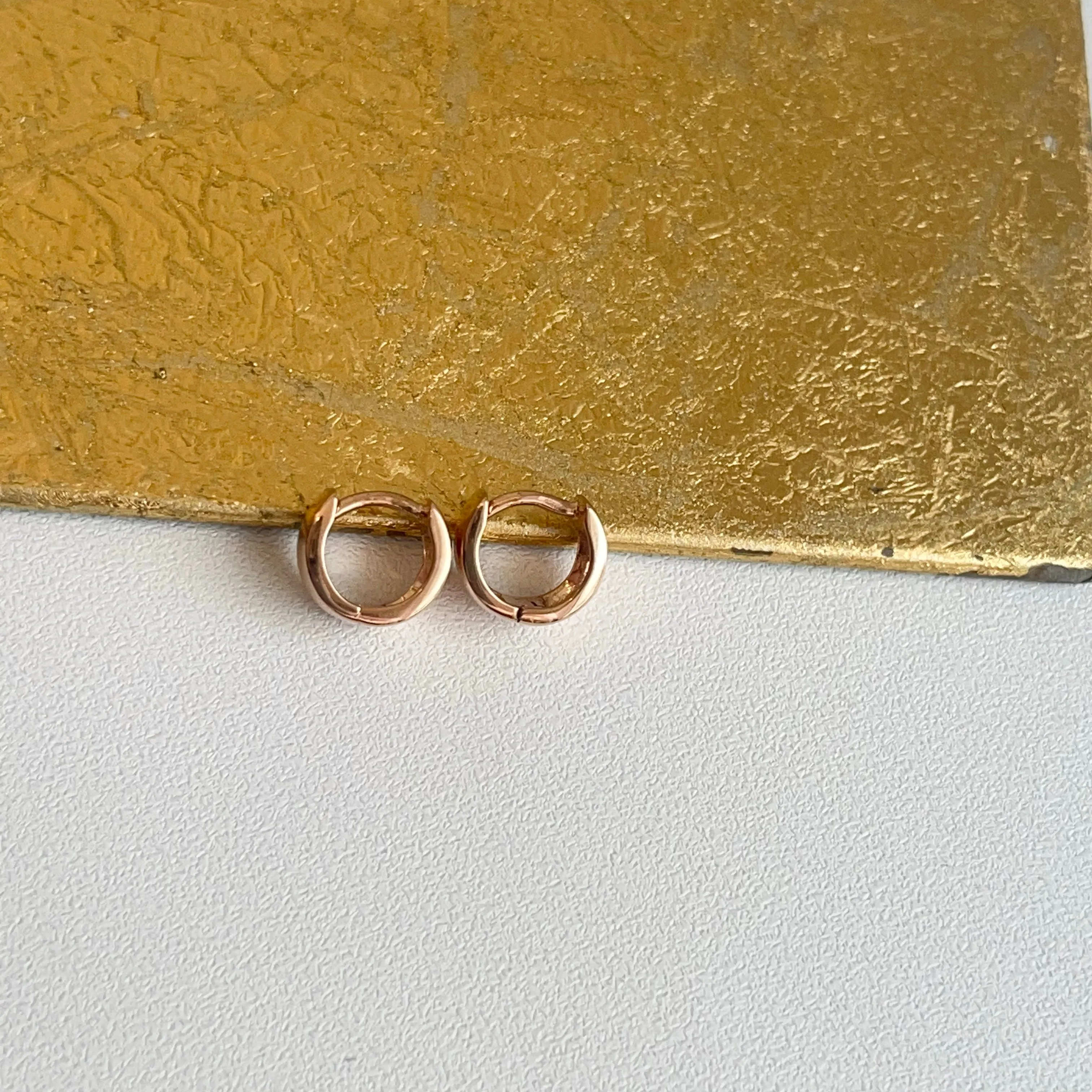 10KT Rose Gold Hinged Mini Huggie Hoop Earrings 11mm