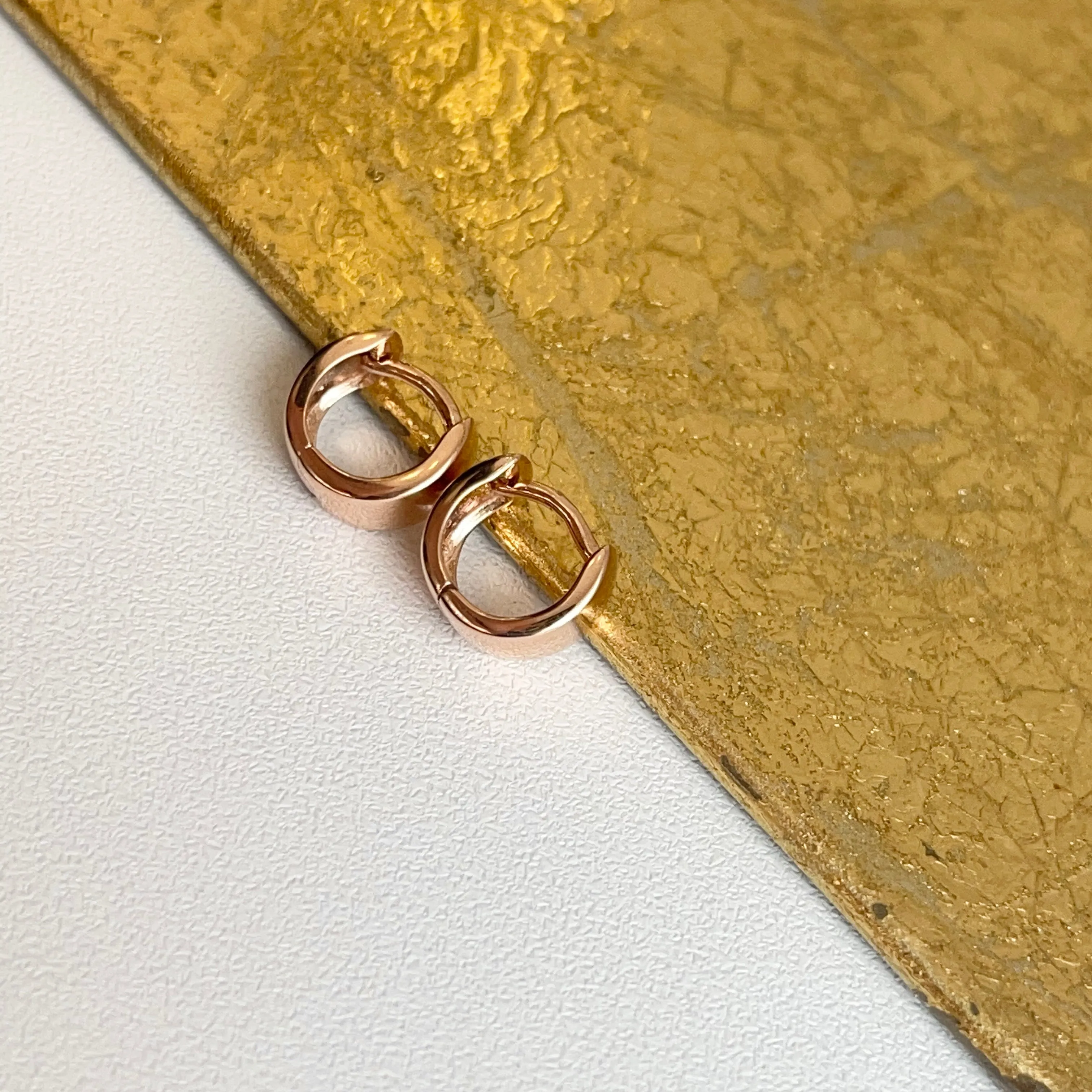 10KT Rose Gold Hinged Mini Huggie Hoop Earrings 11mm