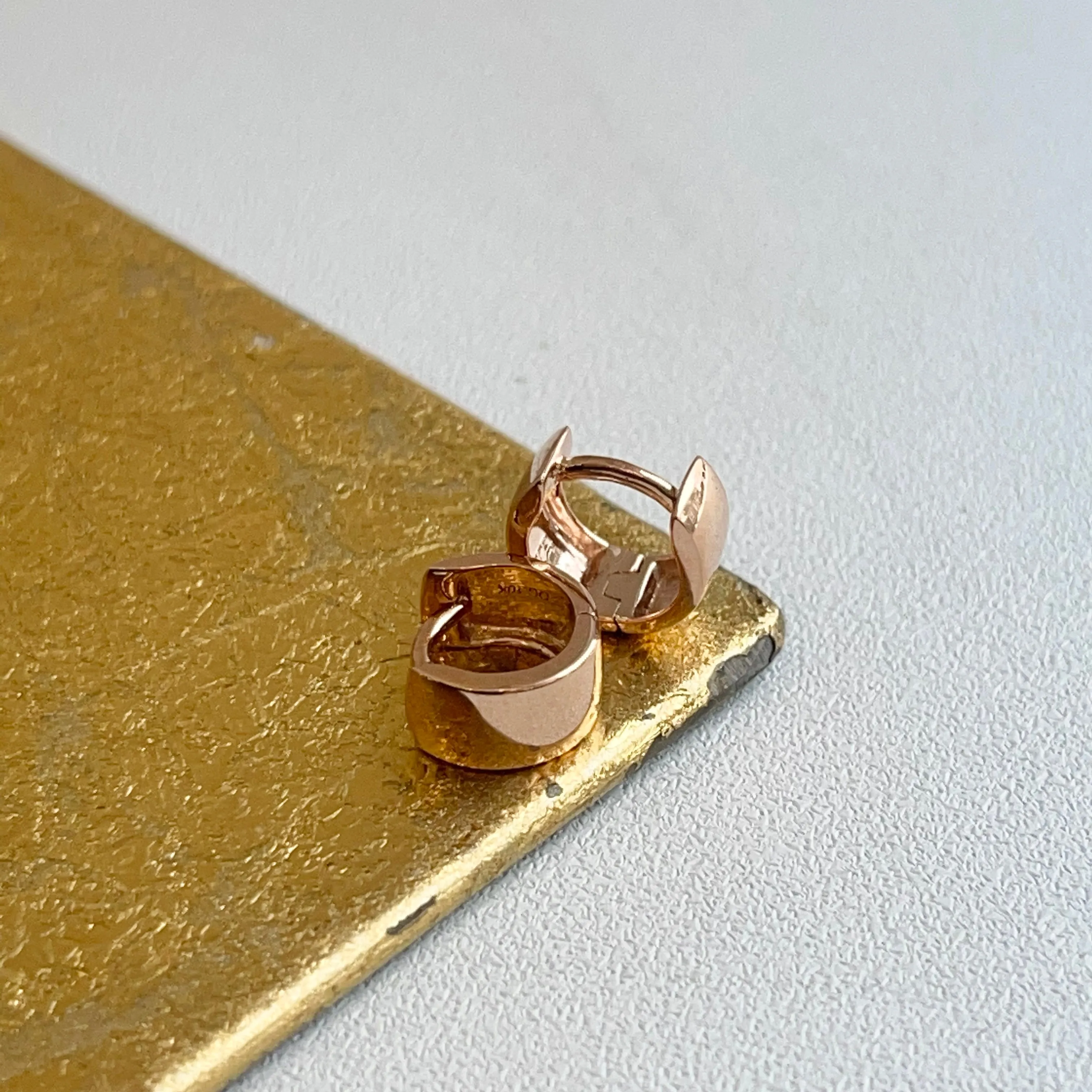10KT Rose Gold Hinged Mini Huggie Hoop Earrings 11mm