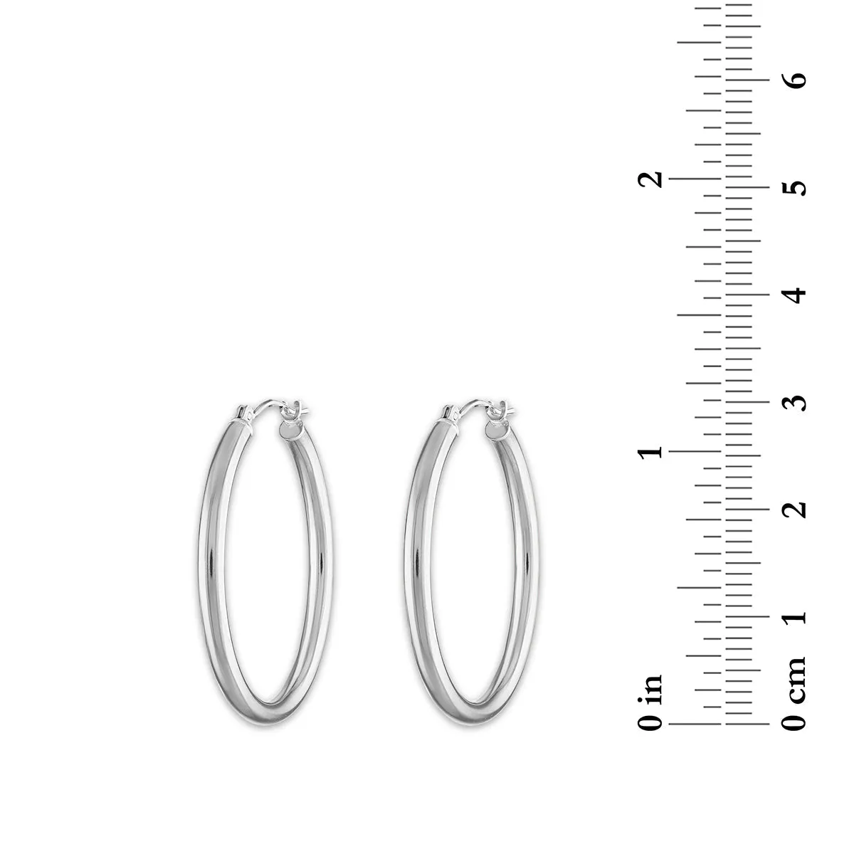 10KT White Gold 2.5X25MM Hoop Earrings
