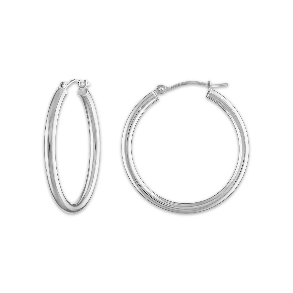 10KT White Gold 2.5X25MM Hoop Earrings