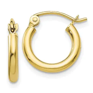 10KT Yellow Gold 9X2MM Hoop Earrings
