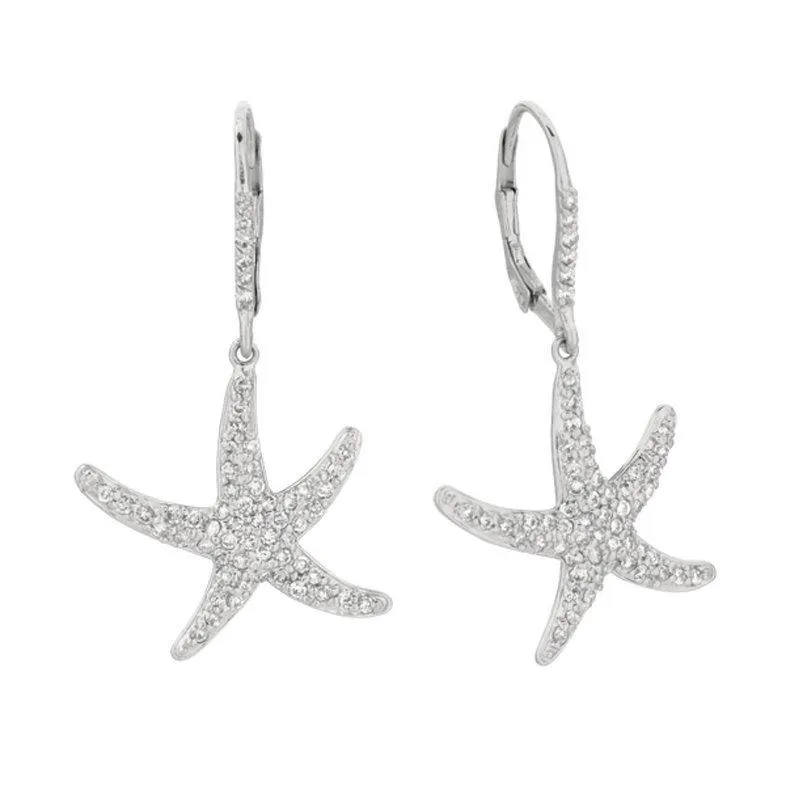 1.20 Carat Natural Diamond Starfish Earrings G SI 14K Yellow Gold
