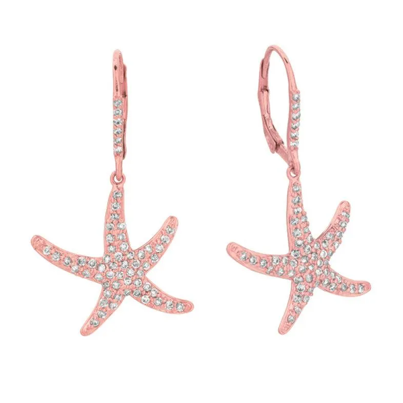 1.20 Carat Natural Diamond Starfish Earrings G SI 14K Yellow Gold