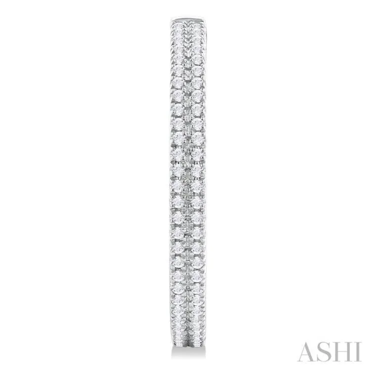 1/3 ctw Double Row Round Cut Diamond Fashion Half Hoop Earring in 14K White Gold