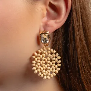 1374 - Western Beaded Earrings - Beige