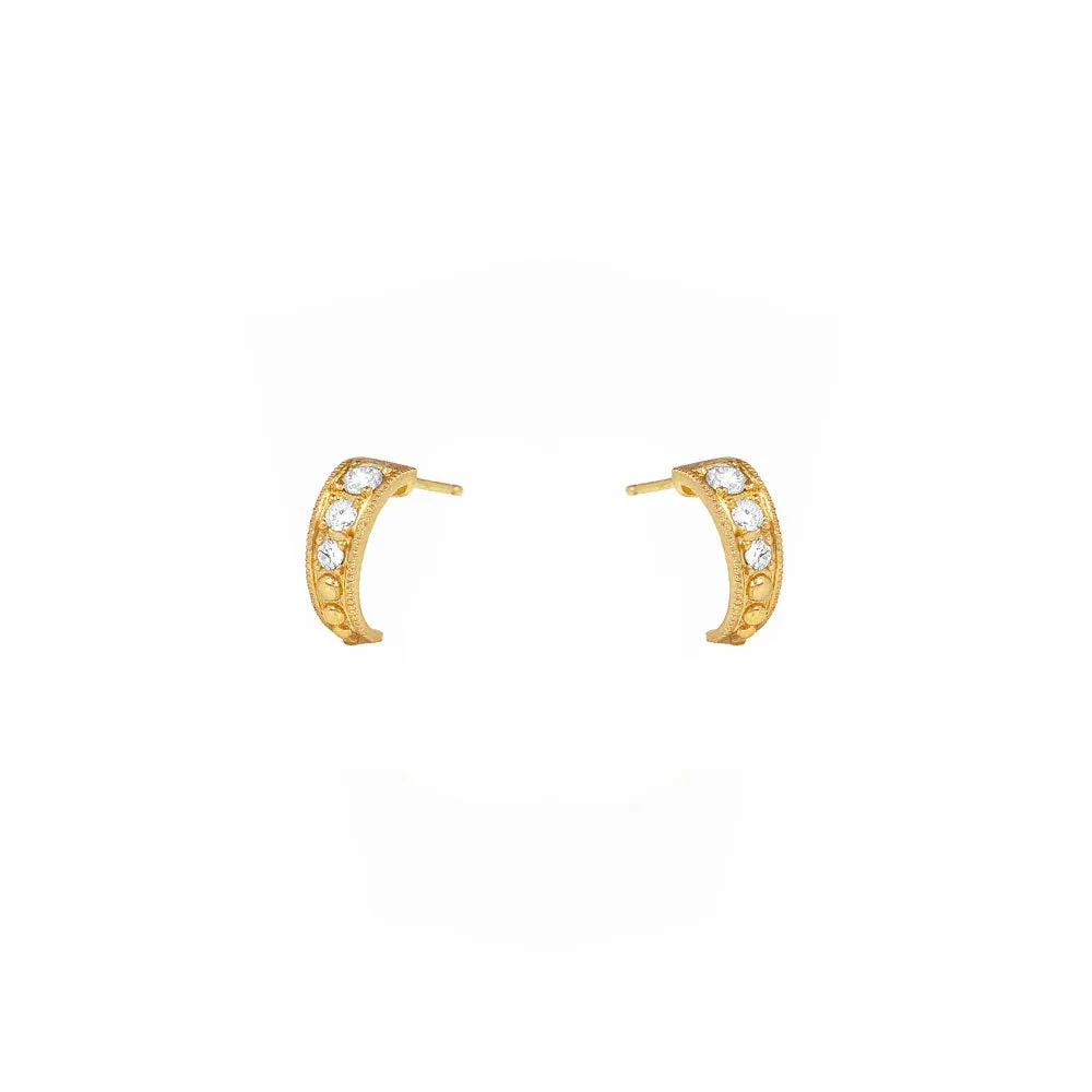 14 Karat Yellow Gold AMELIA Half Diamond Hoop earrings