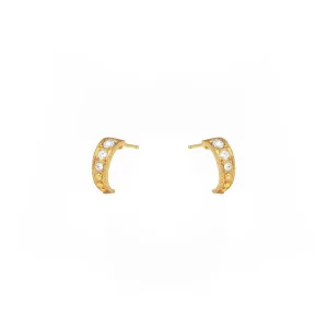 14 Karat Yellow Gold AMELIA Half Diamond Hoop earrings