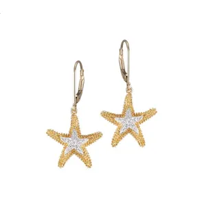 14k 16mm Starfish Earrings with Dangle Lever Back