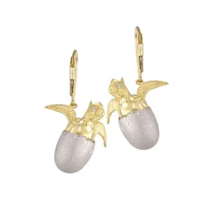 14k 20mm "Hatching" Sea Turtle Earring with 4 Diamonds