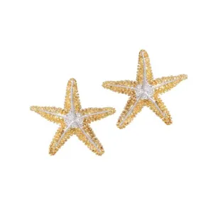 14k 21mm Starfish Earrings with 10 Diamonds