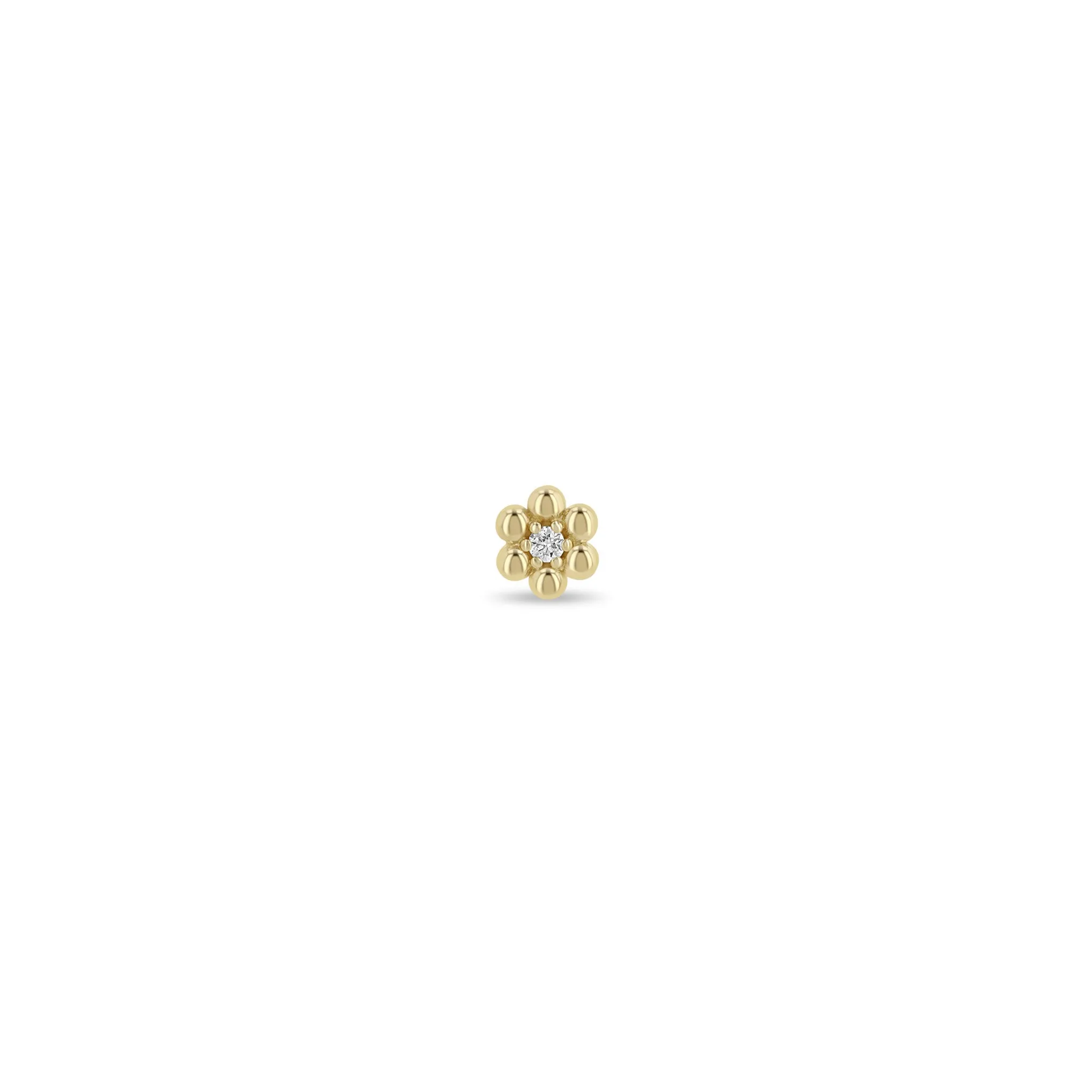 14k Beaded Diamond Flower Studs