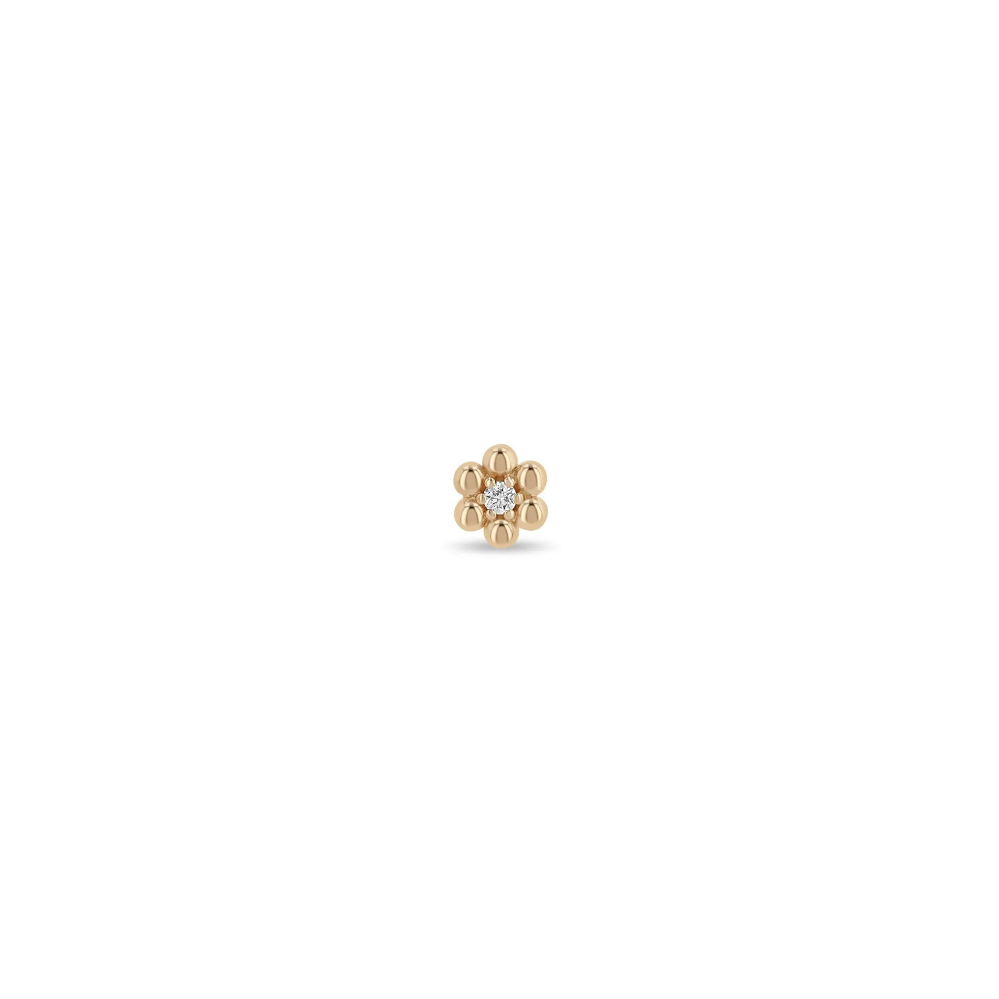 14k Beaded Diamond Flower Studs