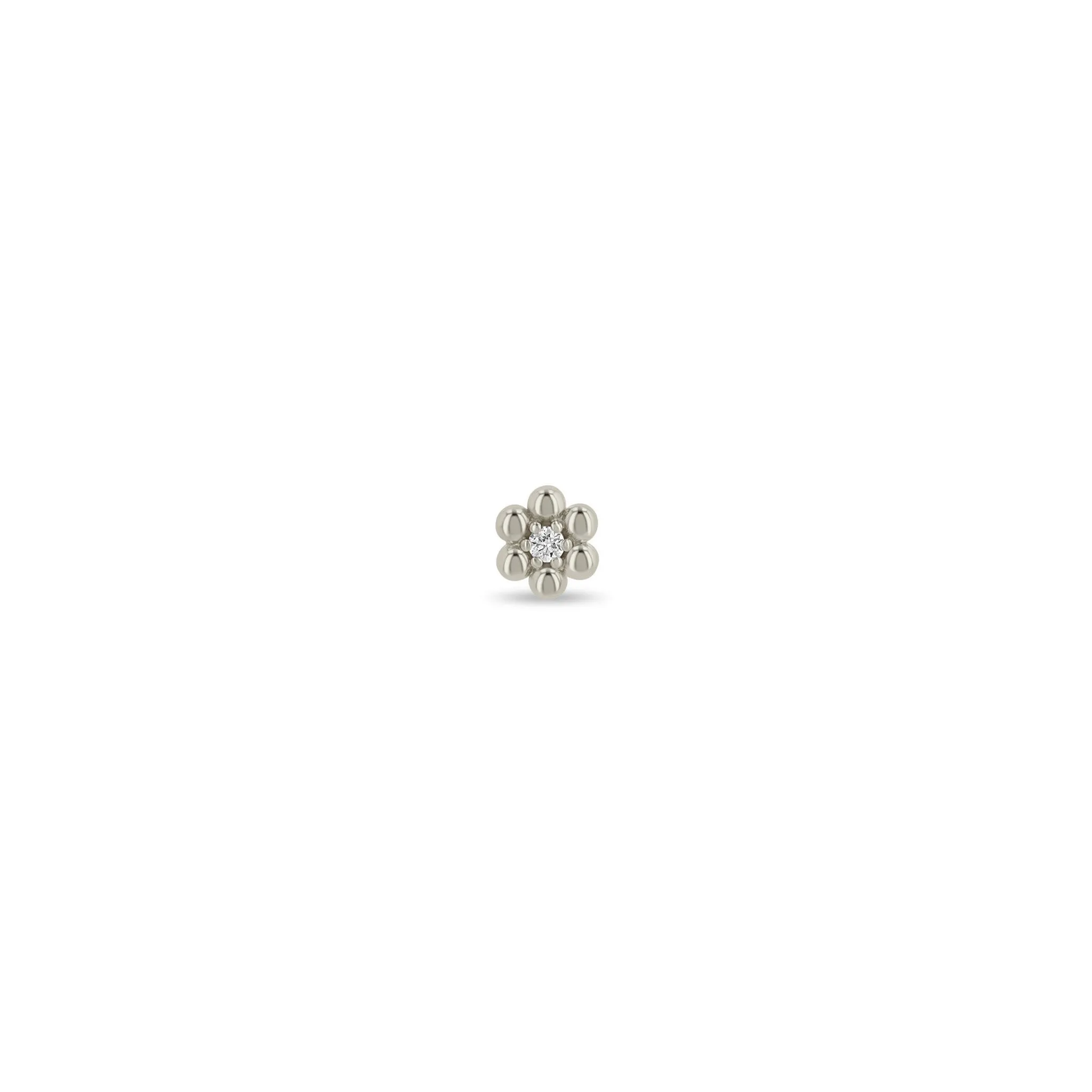 14k Beaded Diamond Flower Studs