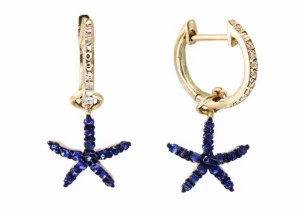 14K EFFY YG 0.37 CT Sapphire Starfish Earrings