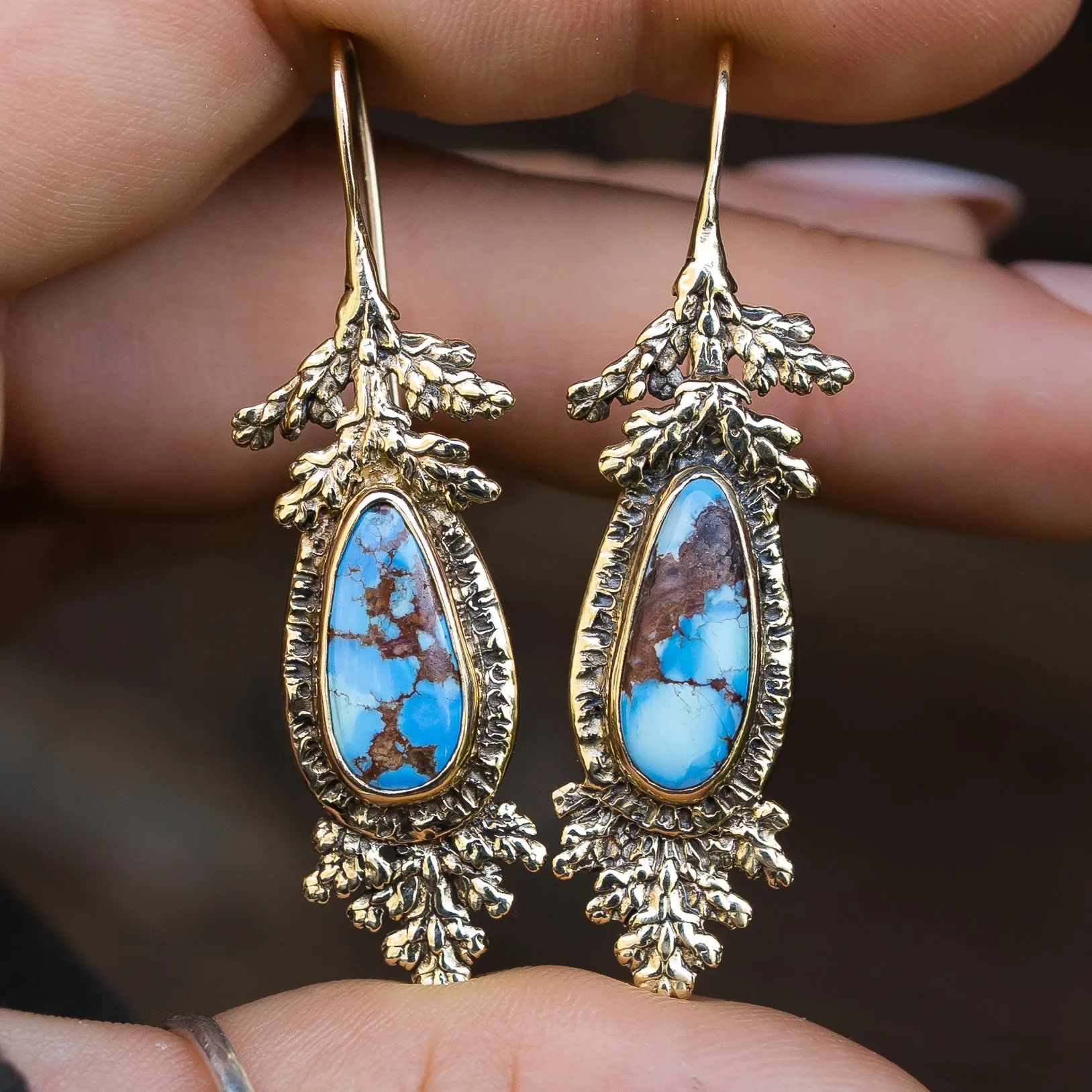 14k Gold Golden Hills Turquoise Earrings