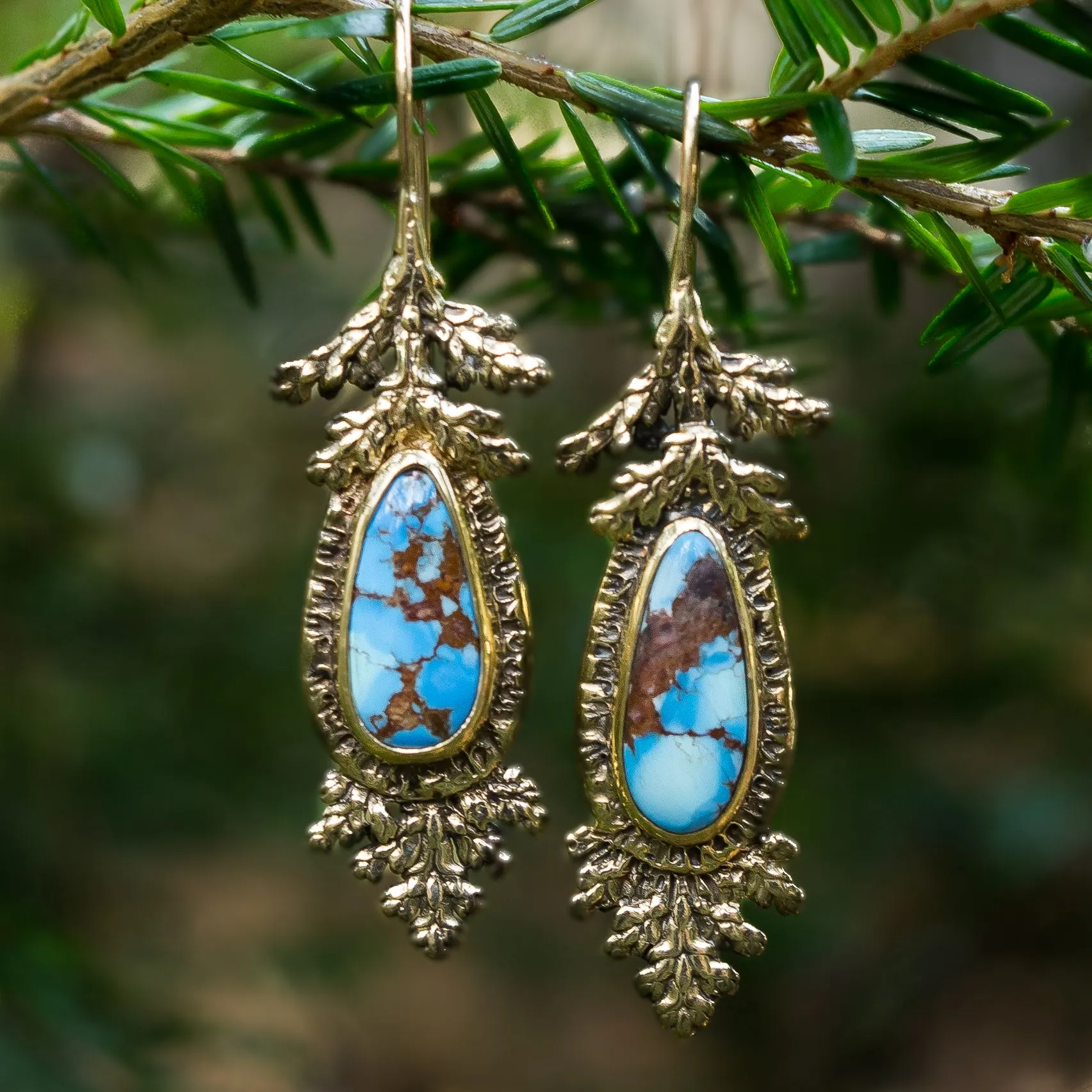 14k Gold Golden Hills Turquoise Earrings