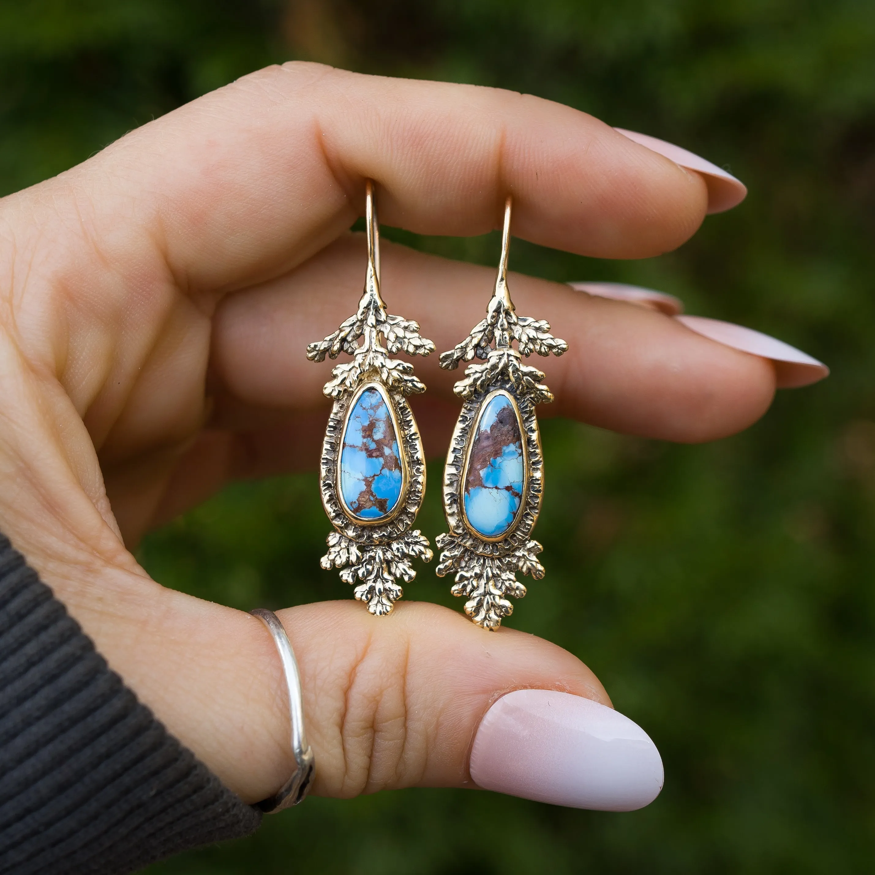14k Gold Golden Hills Turquoise Earrings