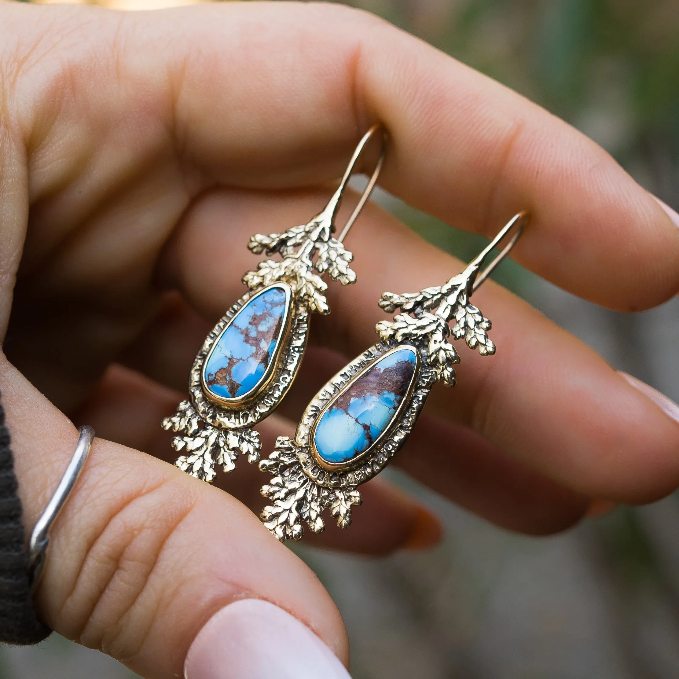 14k Gold Golden Hills Turquoise Earrings