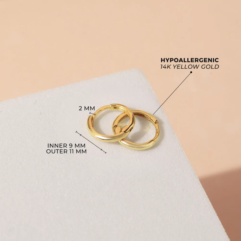 14k Gold Mini Women's Hoop Earrings