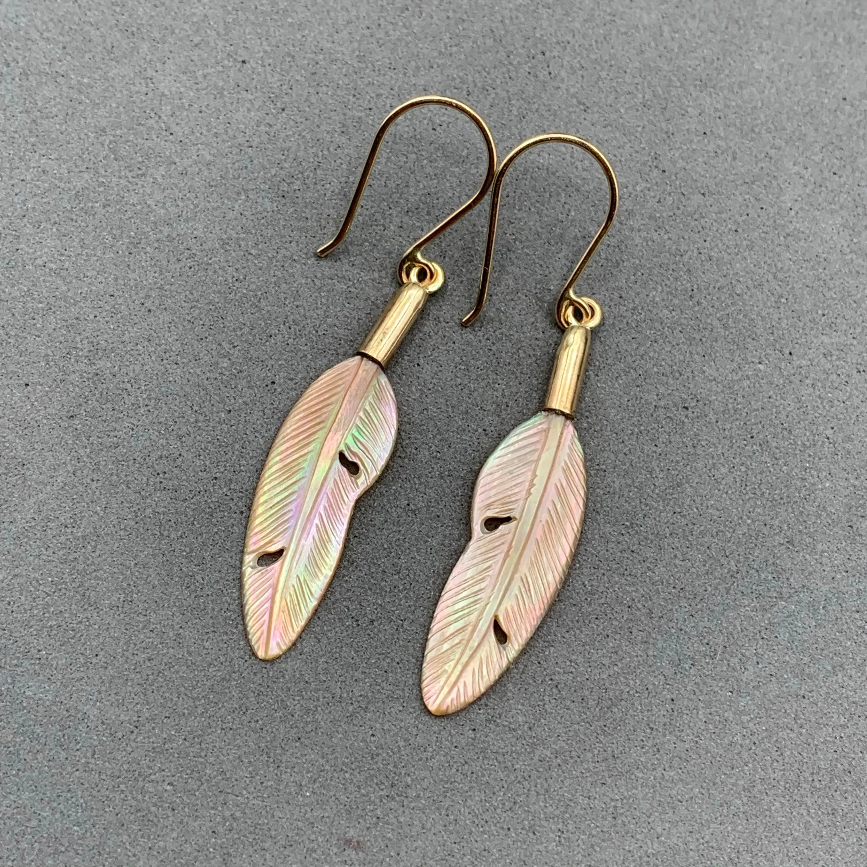 14K Gold Mother of Pearl Earrings
