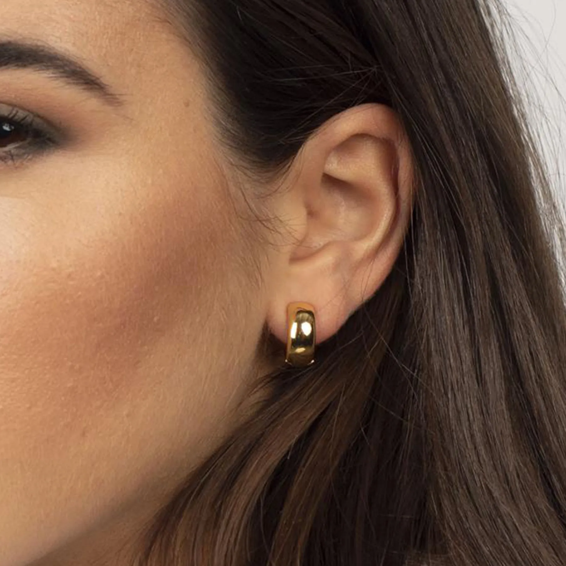 14k Gold Plated Thick Huggie Hoop Earrings