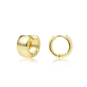 14k Gold Plated Thick Huggie Hoop Earrings