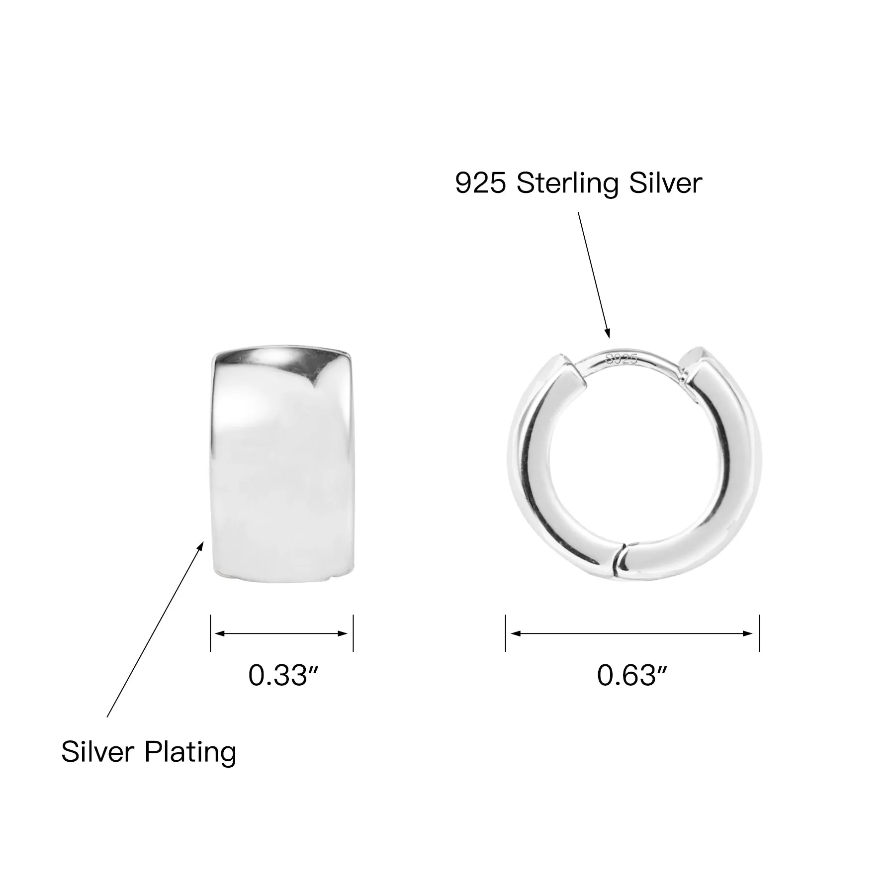 14k Gold Plated Thick Huggie Hoop Earrings