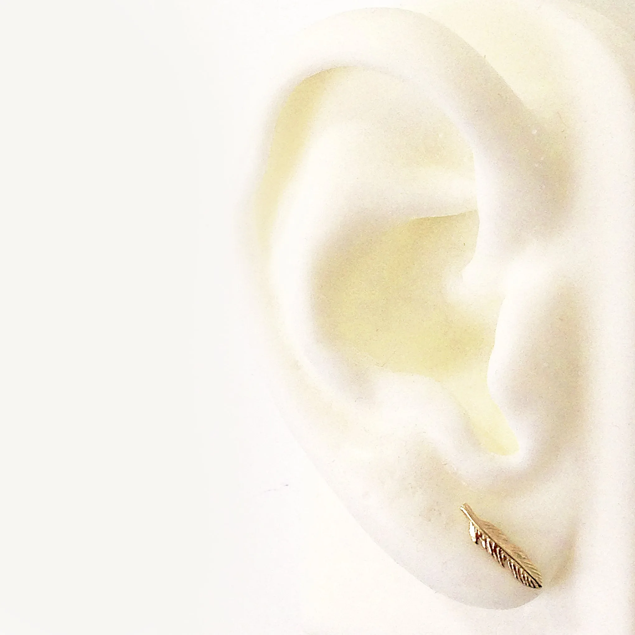 14K Gold XS Feather Stud Earring