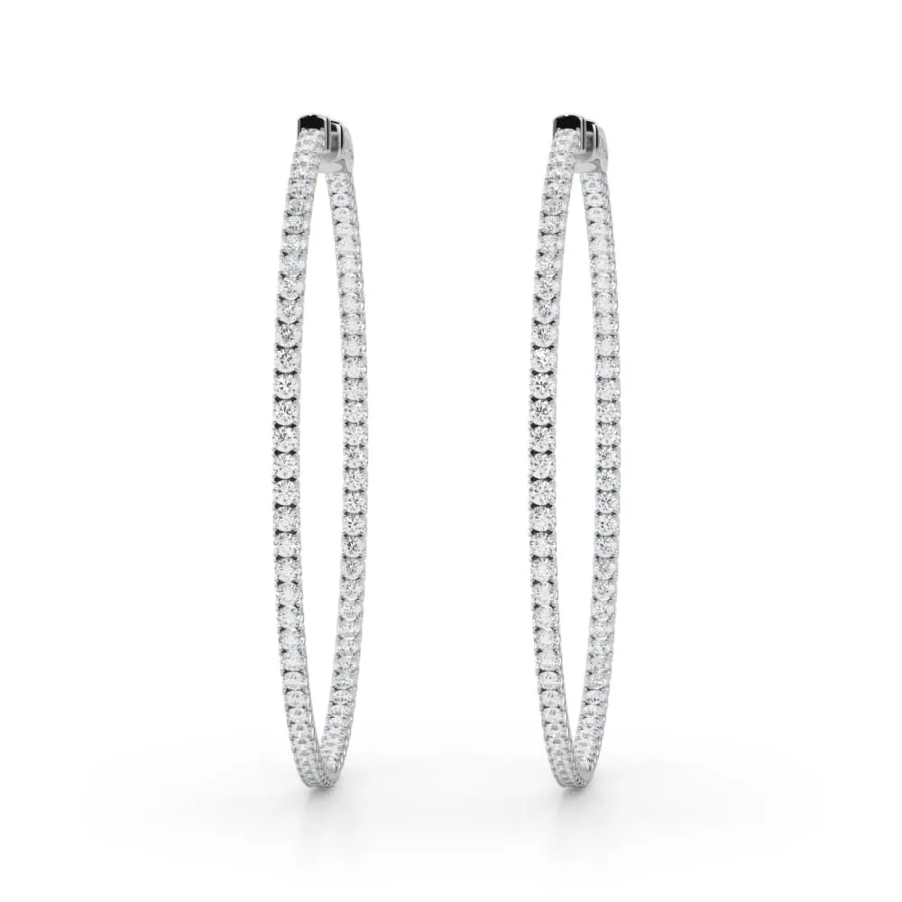 14K Inside Out Hoop Diamond Earring 42mm