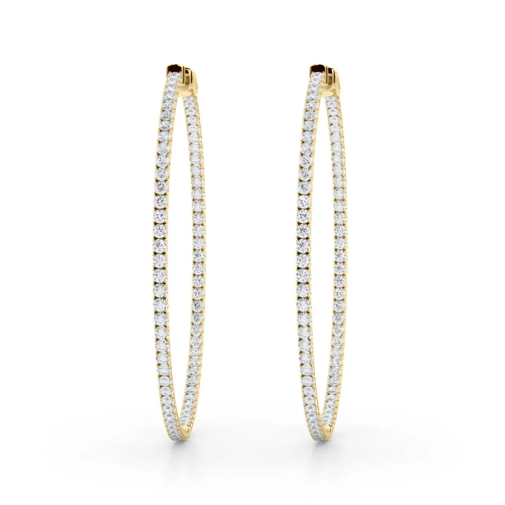 14K Inside Out Hoop Diamond Earring 42mm