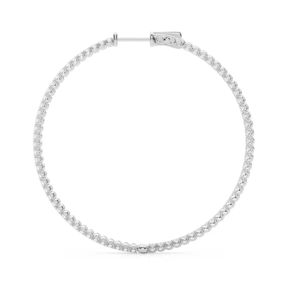 14K Inside Out Hoop Diamond Earring 42mm