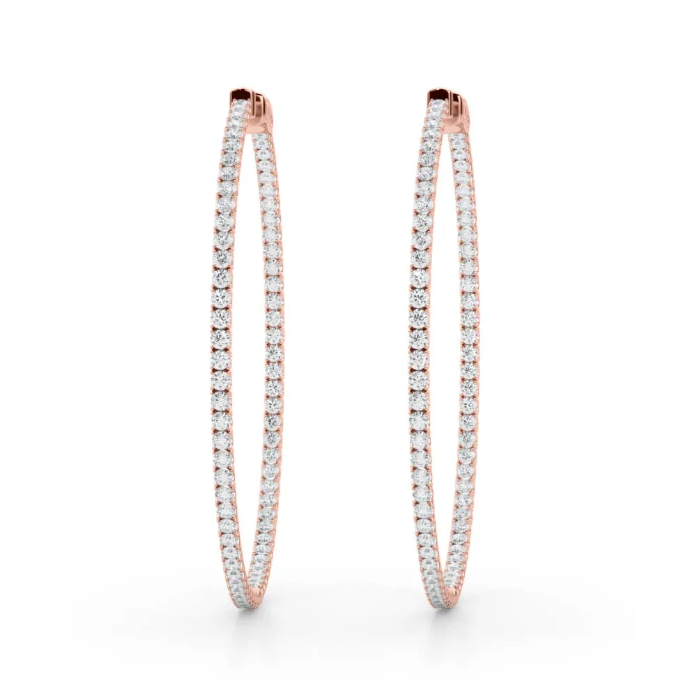 14K Inside Out Hoop Diamond Earring 42mm