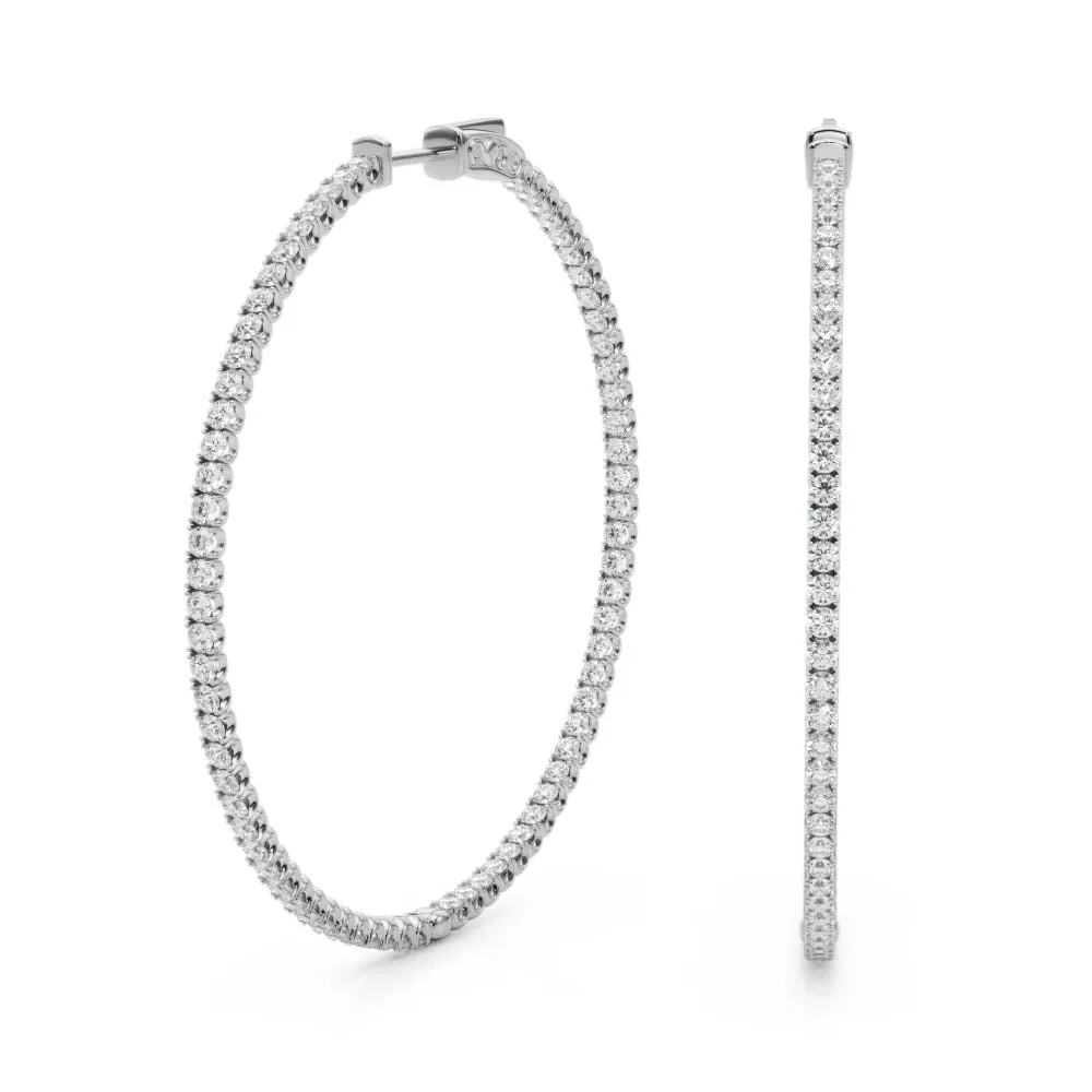 14K Inside Out Hoop Diamond Earring 42mm