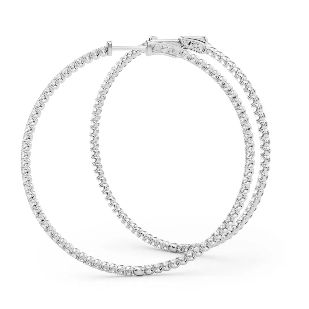 14K Inside Out Hoop Diamond Earring 42mm