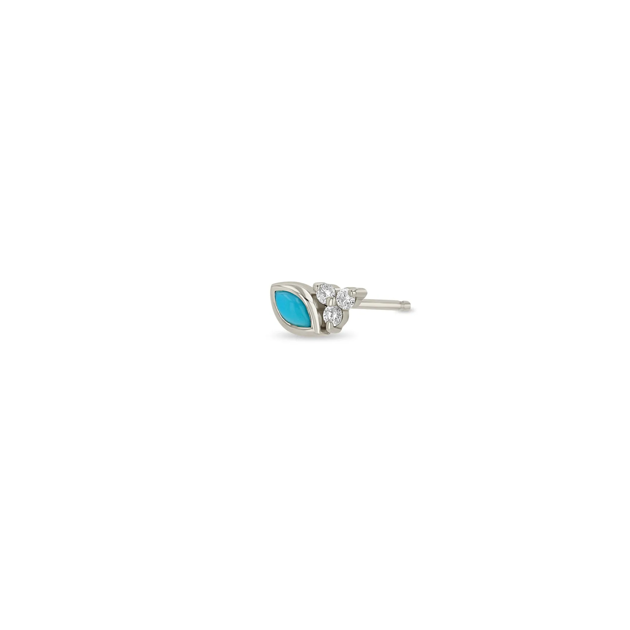 14k Marquise Turquoise & Diamond Trio Studs