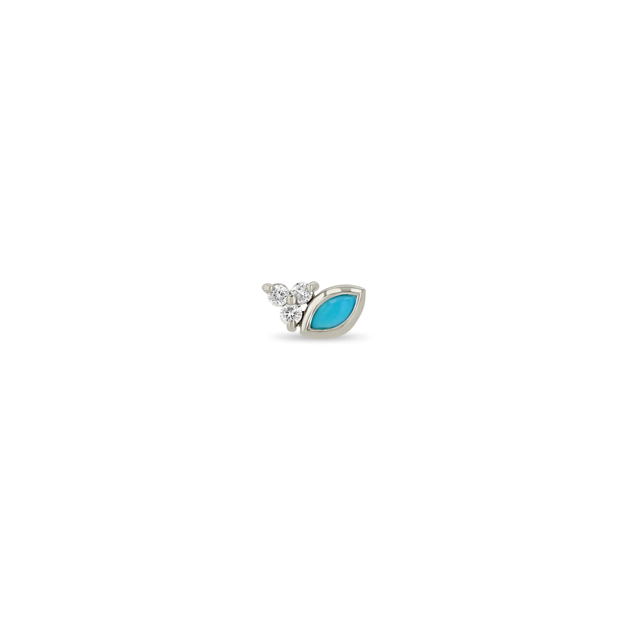 14k Marquise Turquoise & Diamond Trio Studs