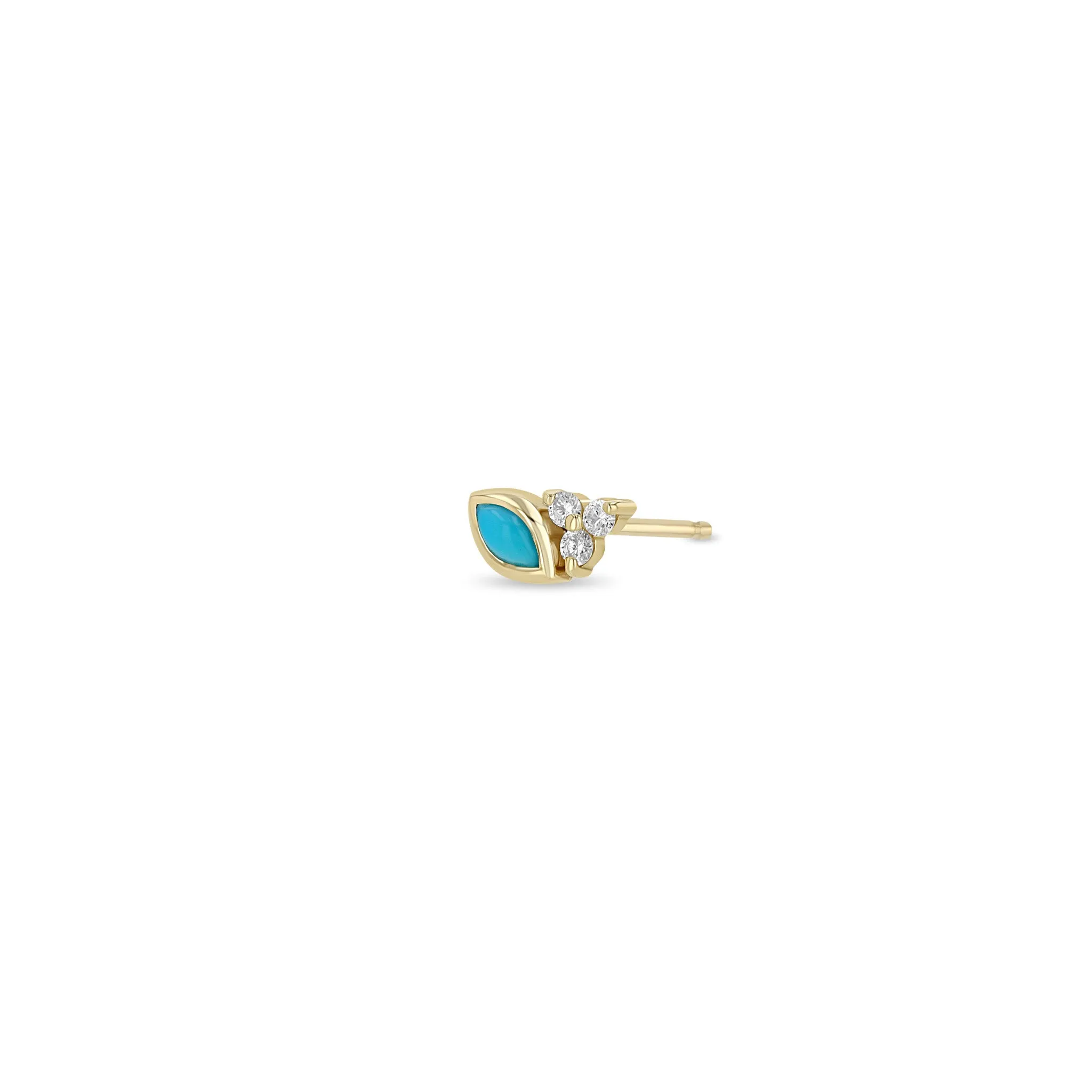 14k Marquise Turquoise & Diamond Trio Studs