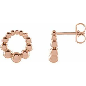 14K Rose Graduated Beaded Circle Earrings
