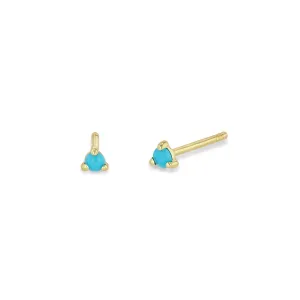 14k Small Turquoise Prong Studs | December Birthstone