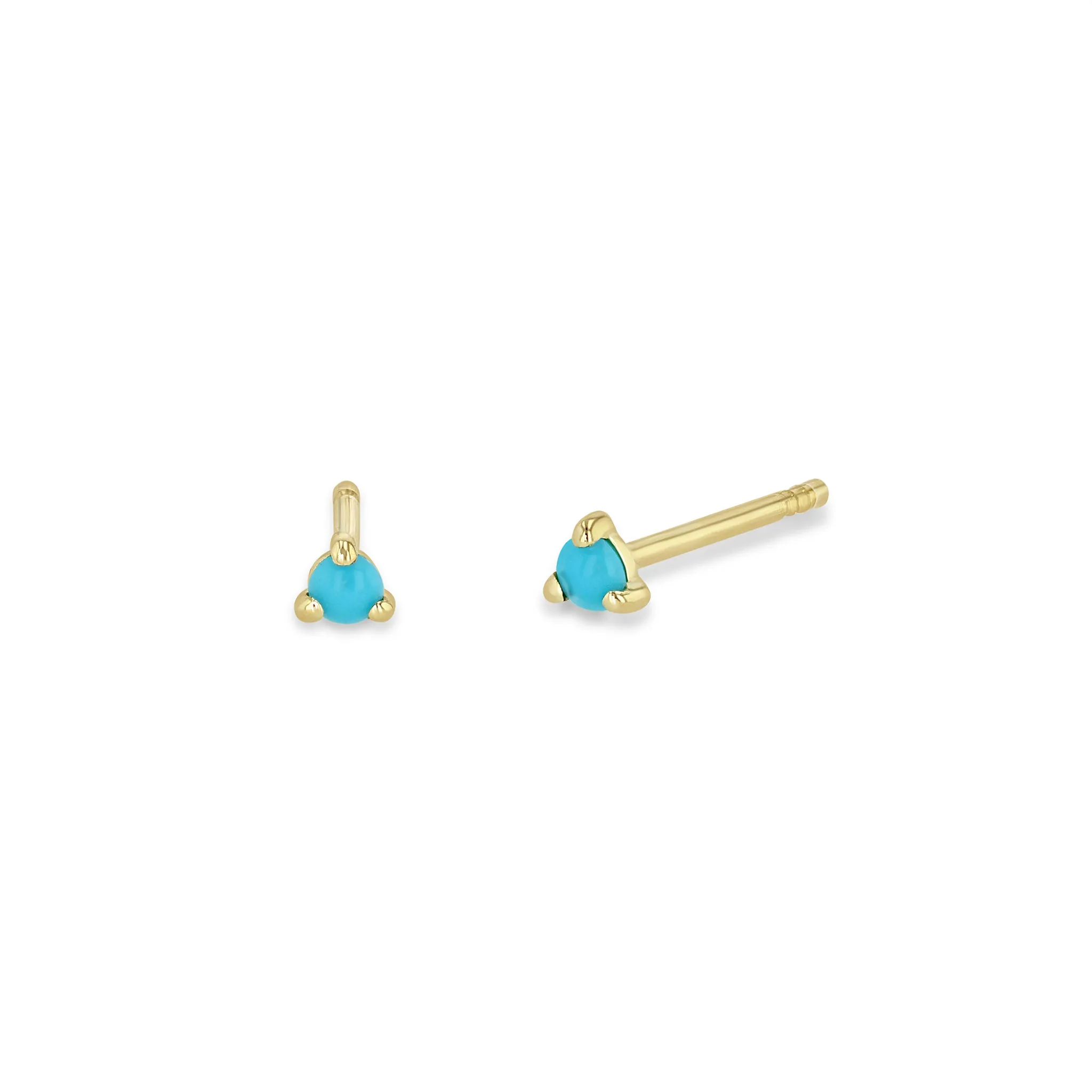 14k Small Turquoise Prong Studs | December Birthstone