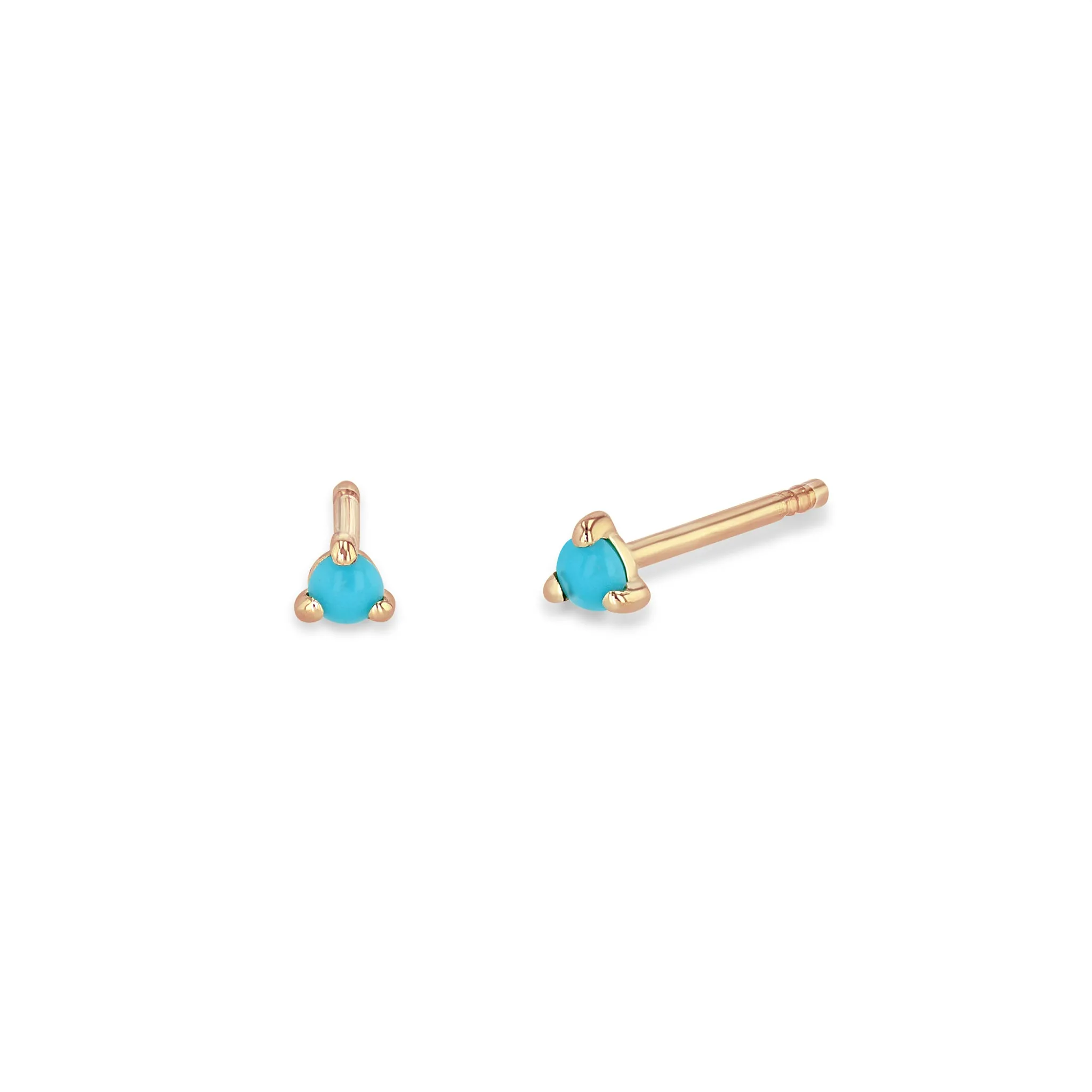 14k Small Turquoise Prong Studs | December Birthstone