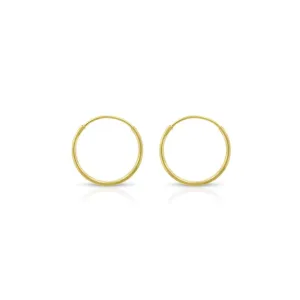 14k Solid Gold Endless Hoop Earrings Sizes 10mm - 20mm, Thin Cartilage, Helix Earring, Nose Hoop, Tragus Earring, 100% Real 14k Gold (10mm)