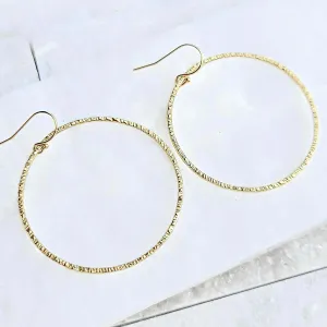 14K Textured Hoop Earrings in Yellow Gold